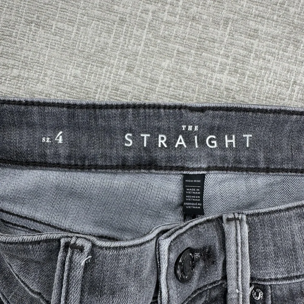 White House Black Market Jeans Womens 4 Gray‎ High Rise Straight Studded Trim